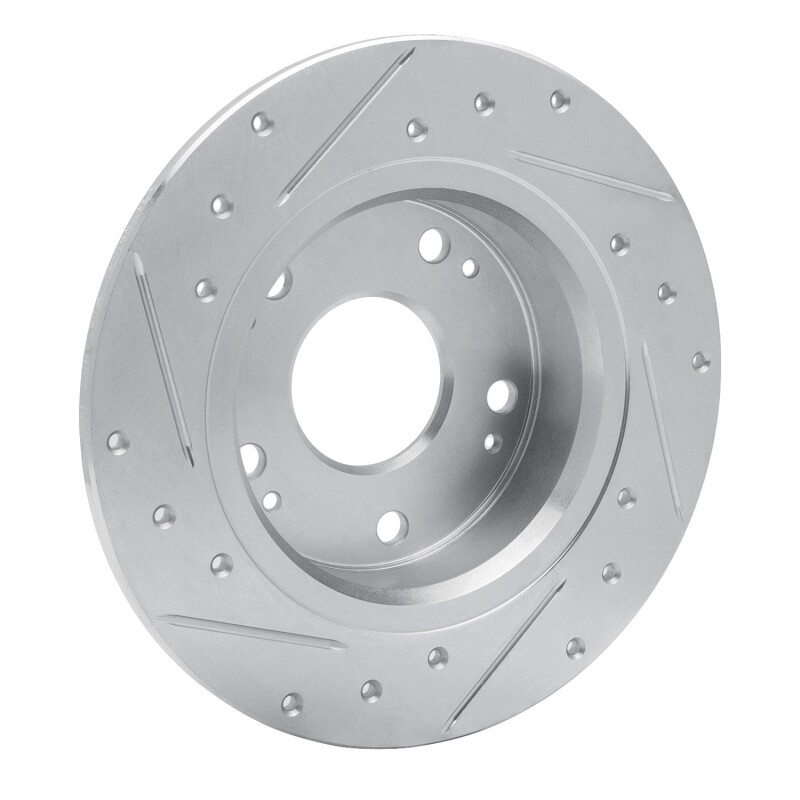 Acura TSX Brake Rotor (1) - Rear Right - R1 Concepts - Drilled & Slotted - Silver - `03-`08